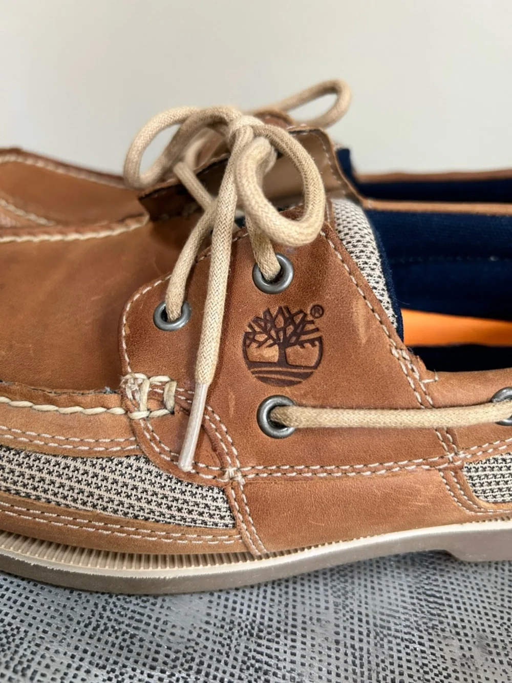 Timberland ~ Kiawah Bay Tan Leather Men’s size 11 Lace-Up Boat Shoes